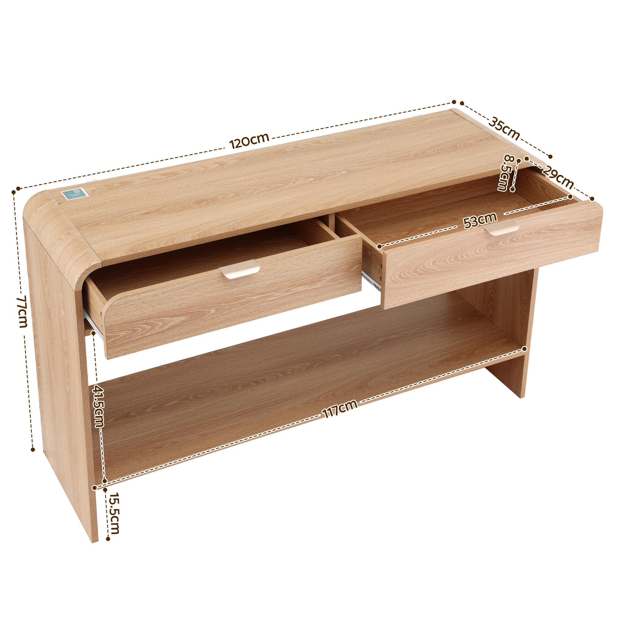 Artiss Pine Console Table with Curved Edge 120cm view 3