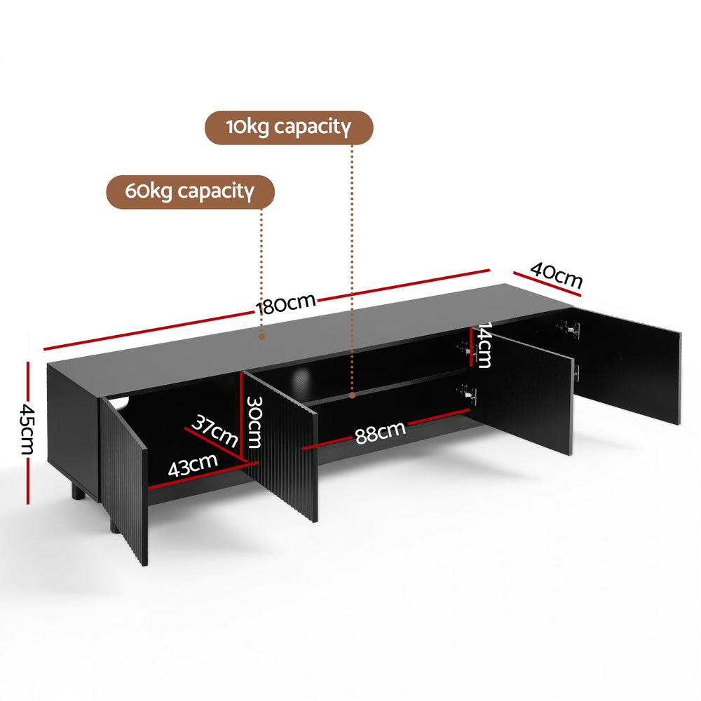 Artiss TV Unit Entertainment Storage Cabinet 180cm Black view 3