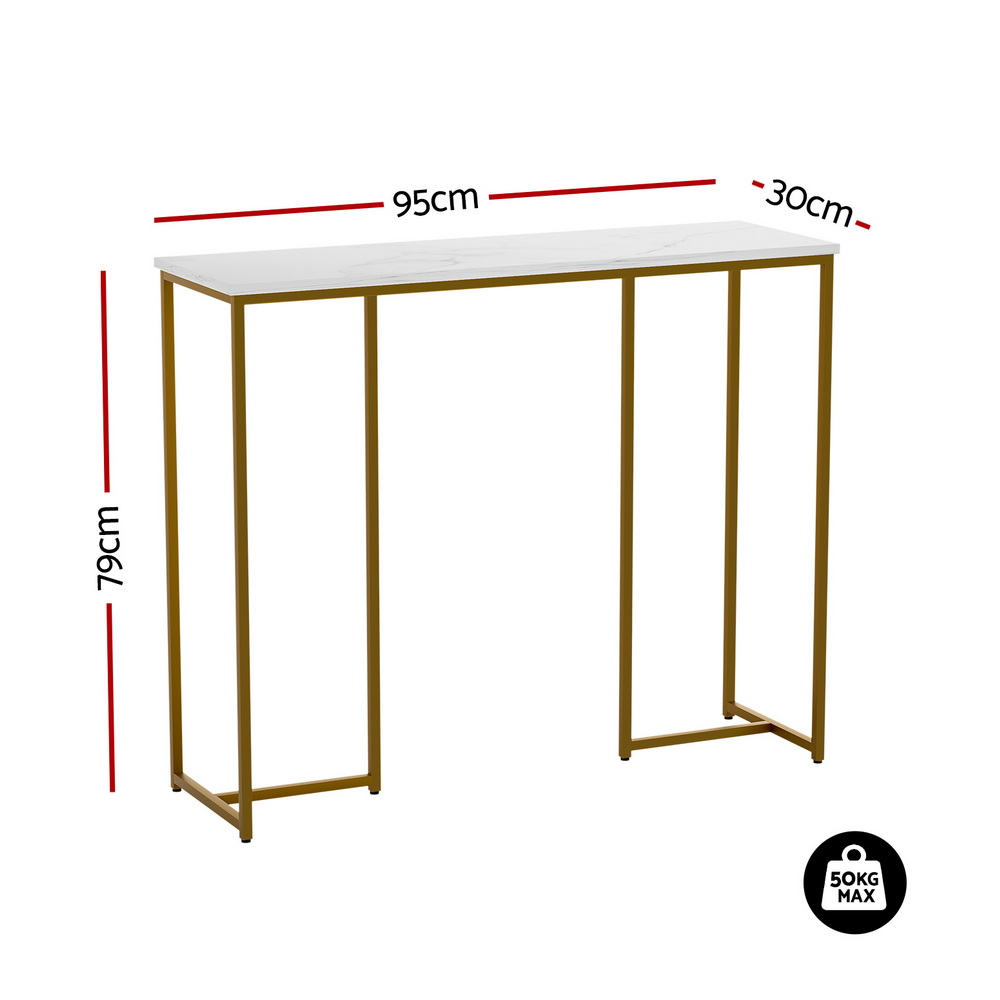 Artiss Modern White Gold Console Table view 2