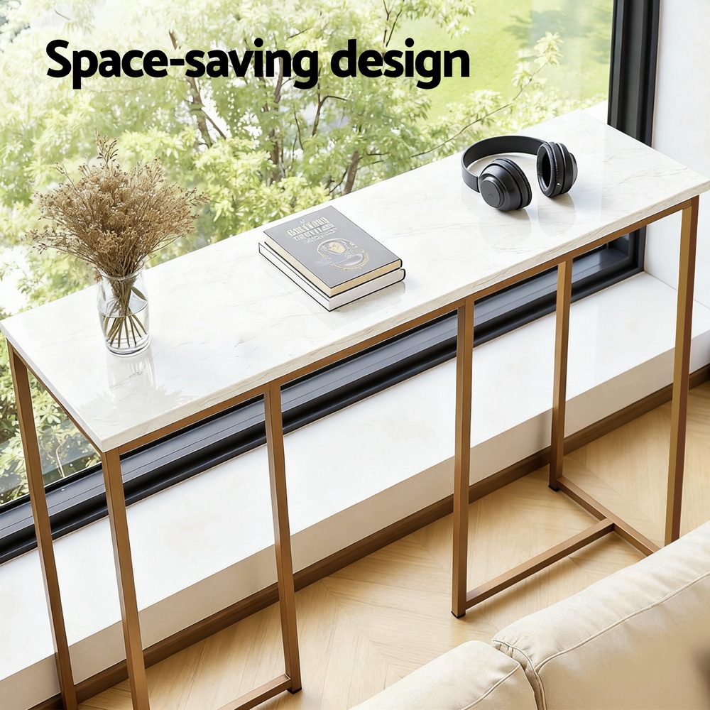 Artiss Modern White Gold Console Table view 4