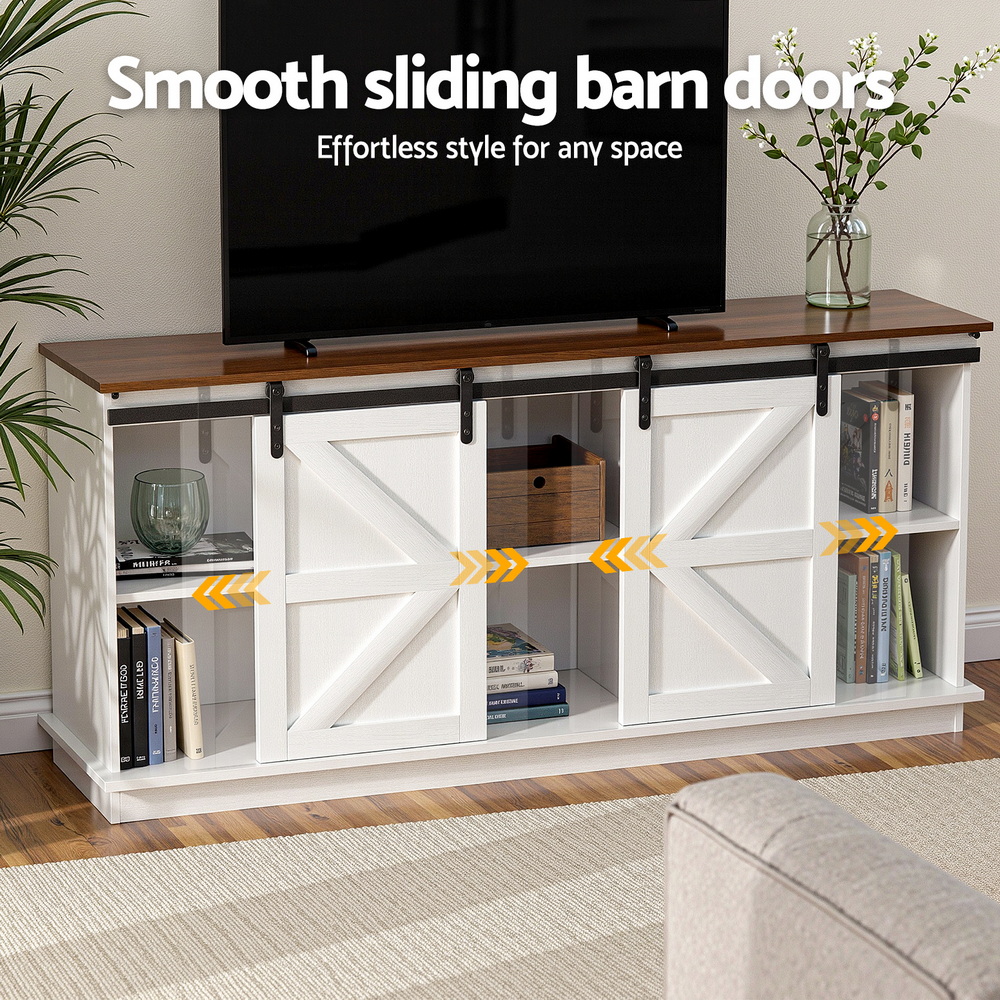 Artiss 150cm Rustic Buffet Sideboard with Barn Doors White view 5