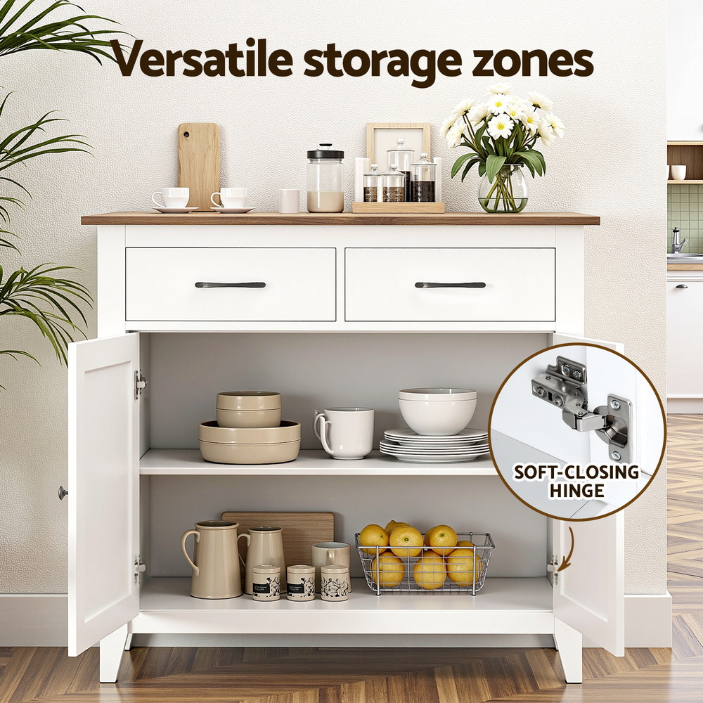 Artiss Hallway Buffet Sideboard with 2 Drawers White view 5