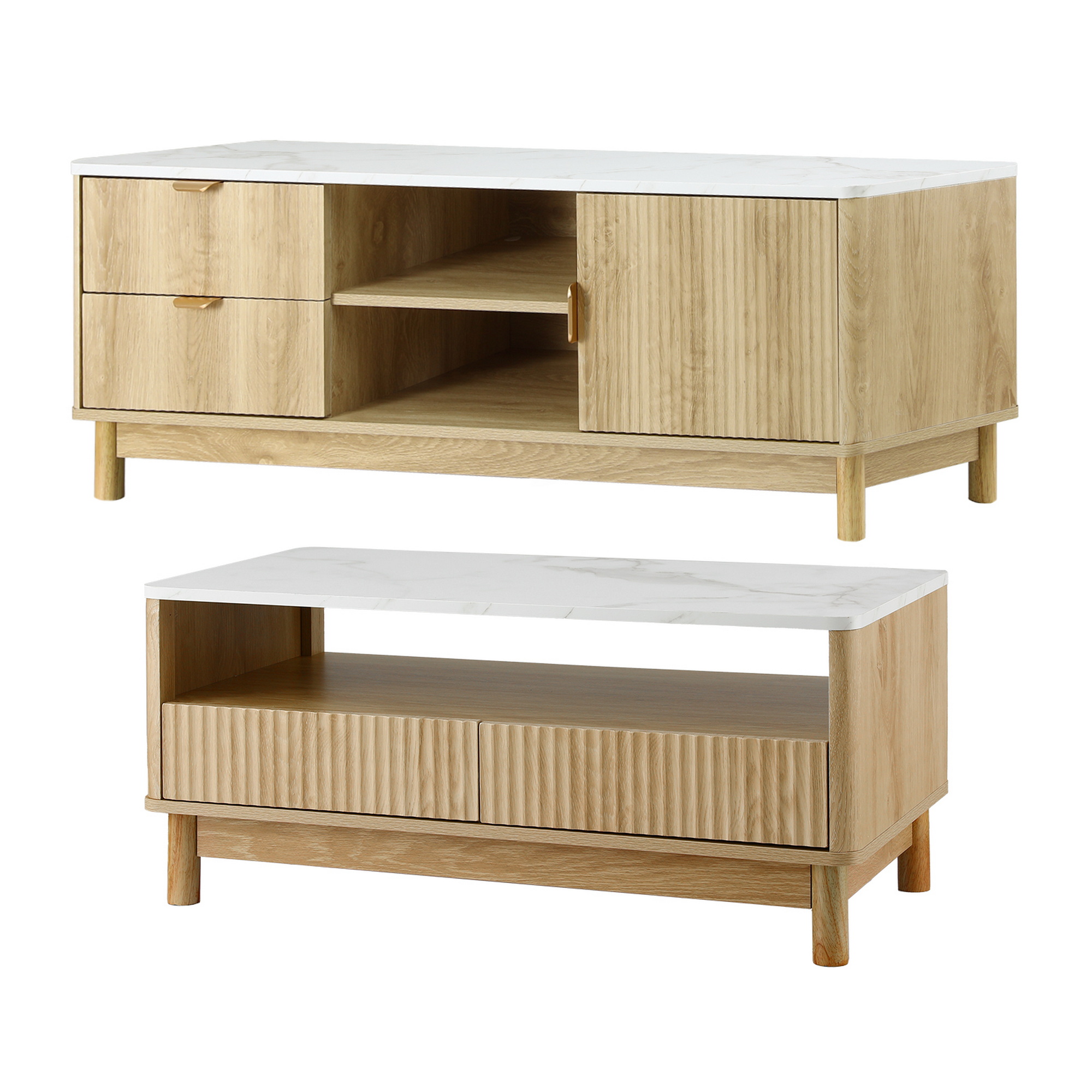 Artiss TV Unit and Coffee Table Set with Storage Drawers view 3
