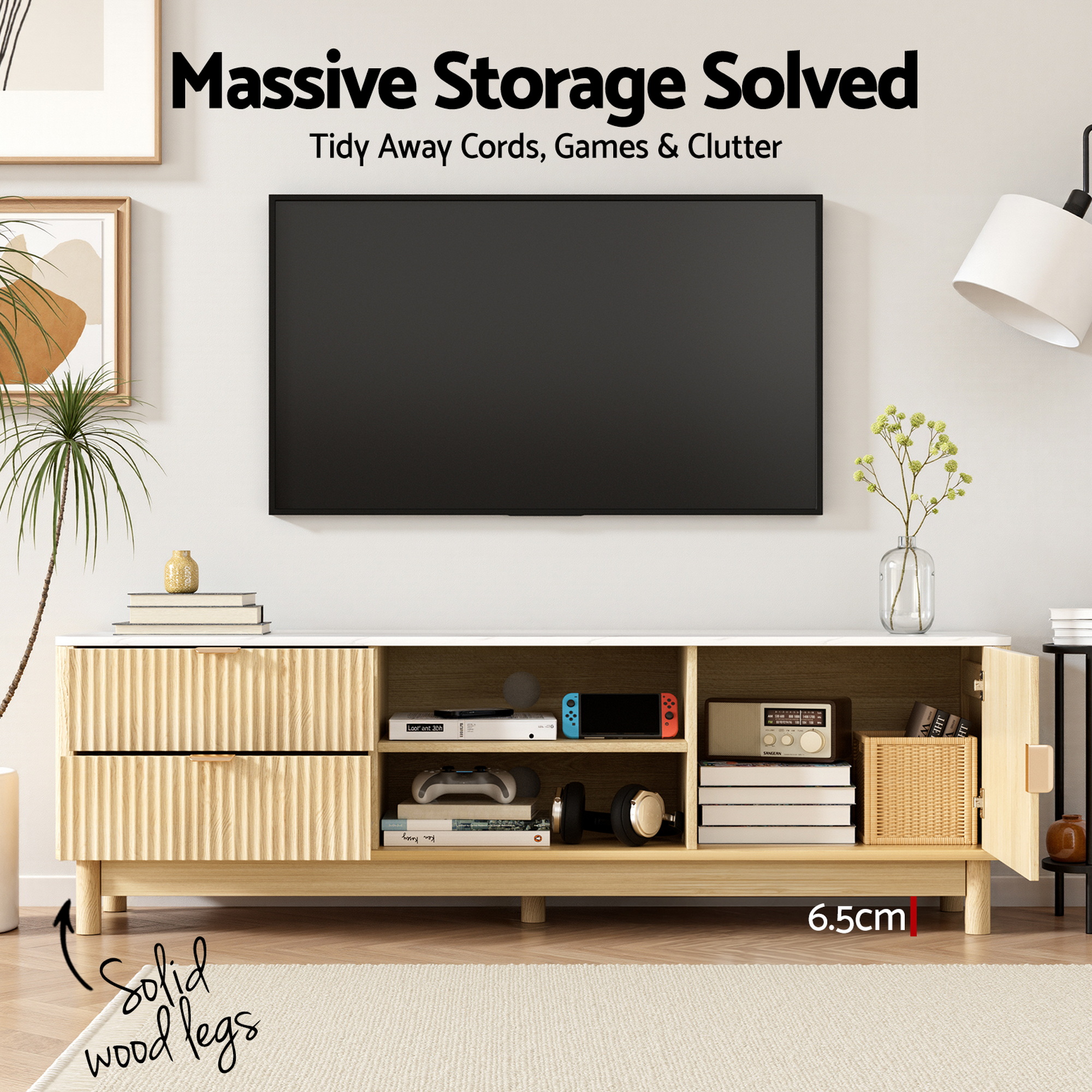 Artiss TV Unit and Coffee Table Set with Storage Drawers view 4