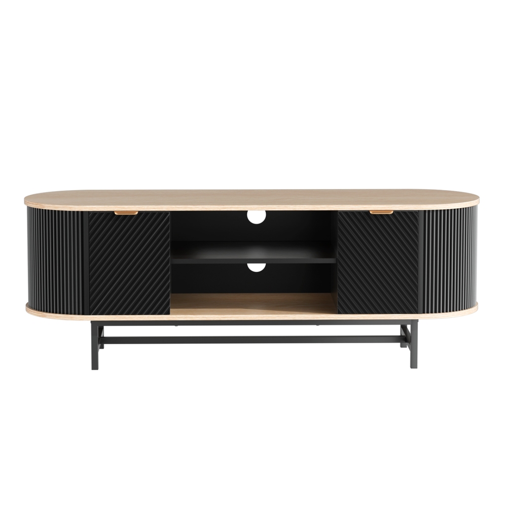 Artiss TV Unit Entertainment Storage Cabinet Black Pine view 2