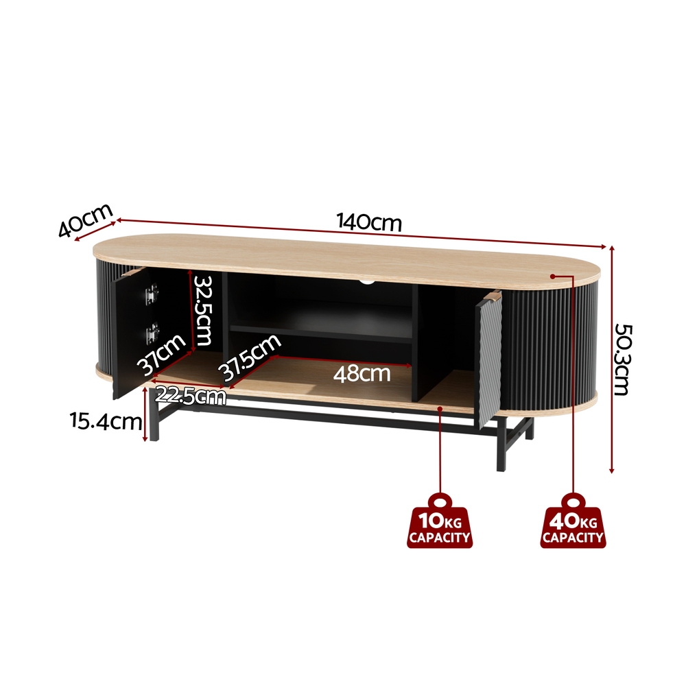 Artiss TV Unit Entertainment Storage Cabinet Black Pine view 4
