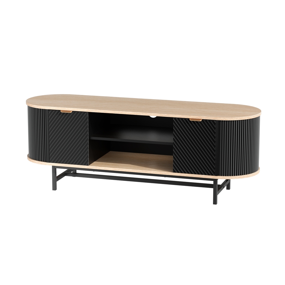 Artiss TV Unit Entertainment Storage Cabinet Black Pine view 5