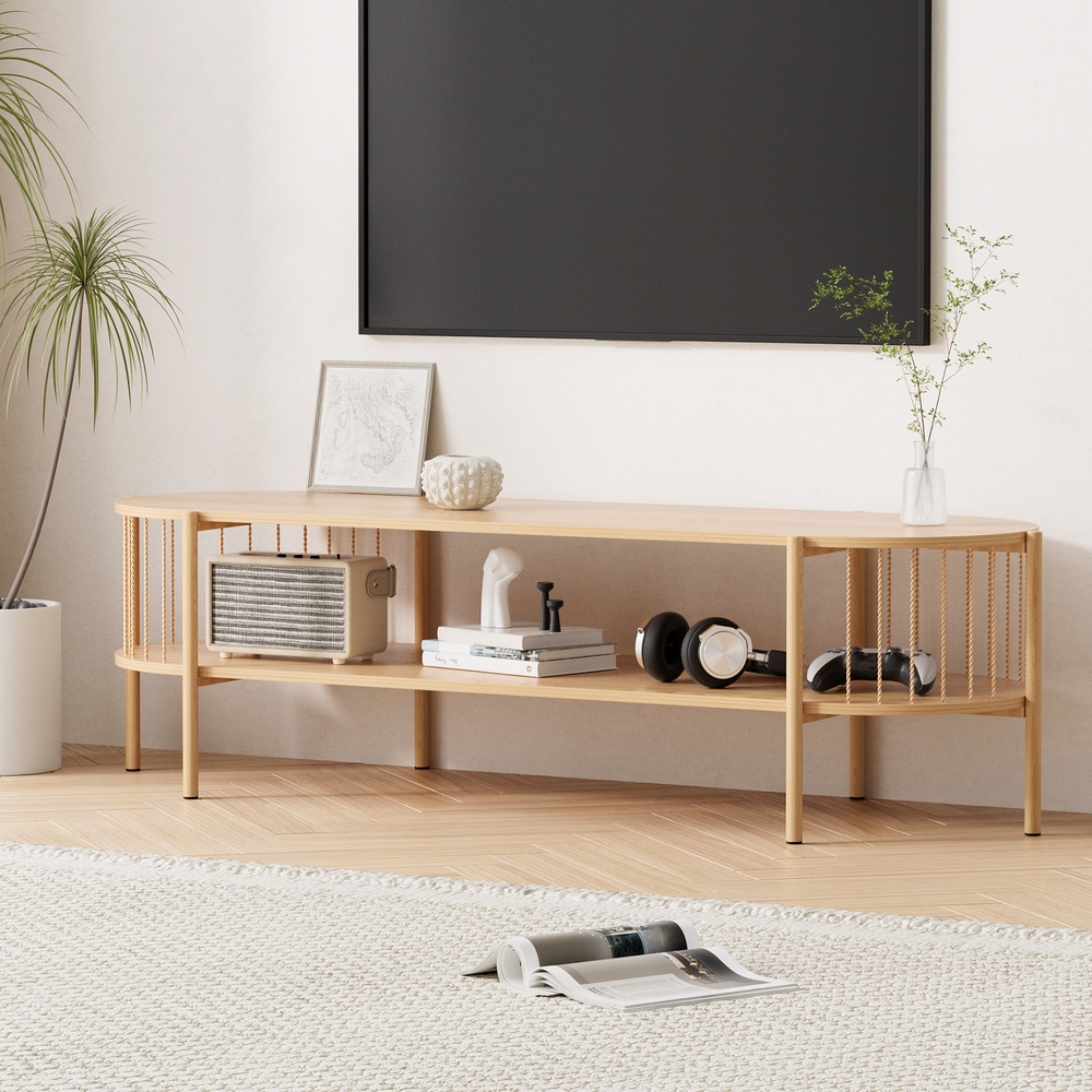 Artiss TV Unit Entertainment Storage Shelf 148cm Pine