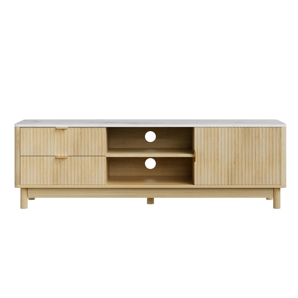 Artiss TV Unit Entertainment Storage Drawer Shelf 150cm Pine view 2