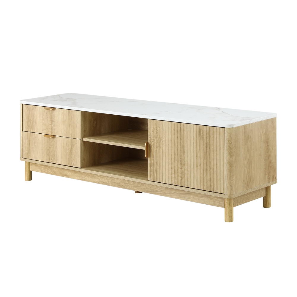 Artiss TV Unit Entertainment Storage Drawer Shelf 150cm Pine view 5