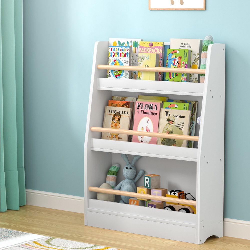 Keezi Kids Bookshelf 3 Tiers Storage for Books and Toys
