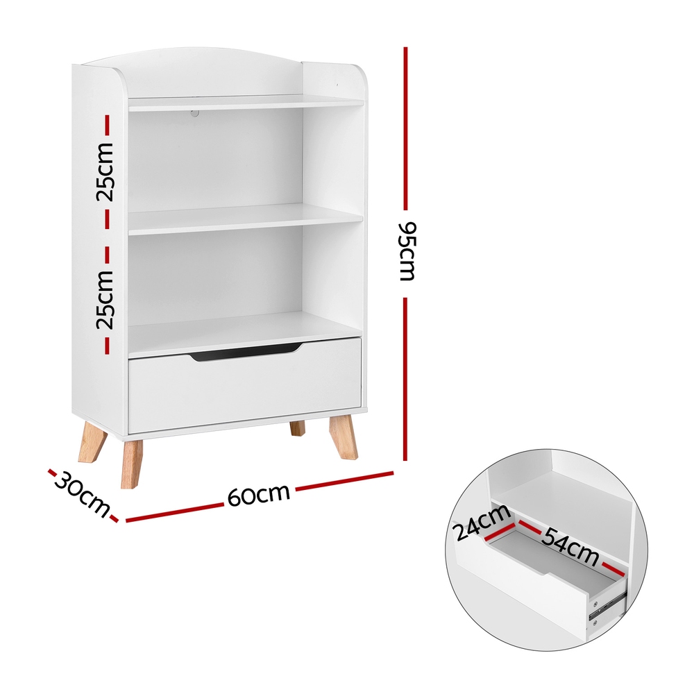 Keezi Kids Bookshelf 3 Tiers Storage with Drawer view 4