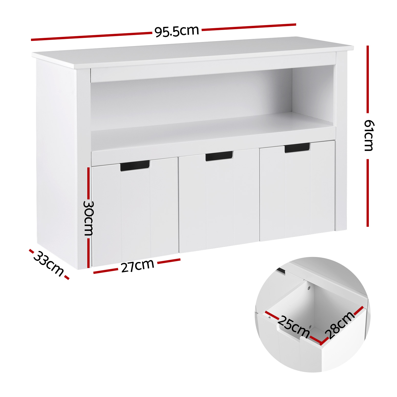 Keezi Kids Bookshelf 3 Drawers Storage Bookcase view 4