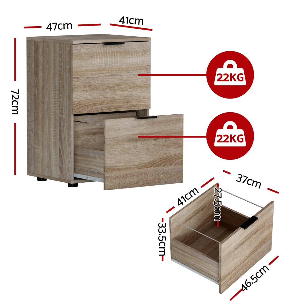 Artiss Filing Cabinet 2 Drawer File Organiser in 2 Colours view 2