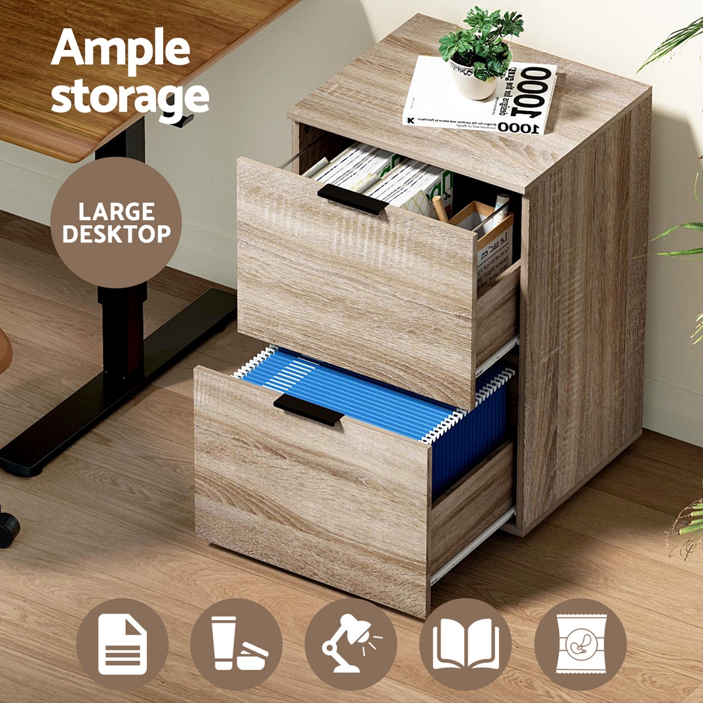 Artiss Filing Cabinet 2 Drawer File Organiser in 2 Colours view 5