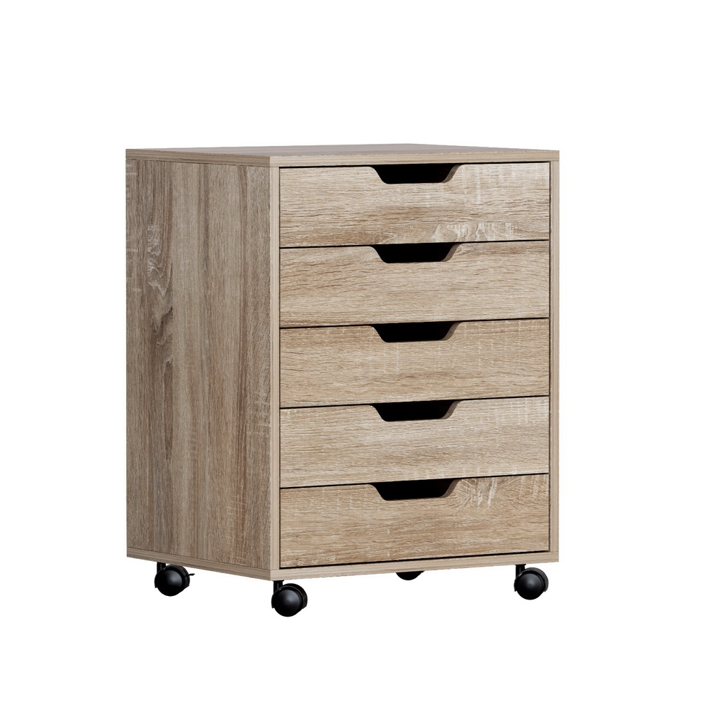 Artiss 5 Drawer Mobile Filing Cabinet Beige