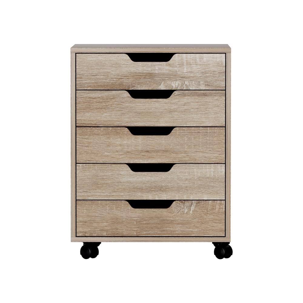 Artiss 5 Drawer Mobile Filing Cabinet Beige view 3