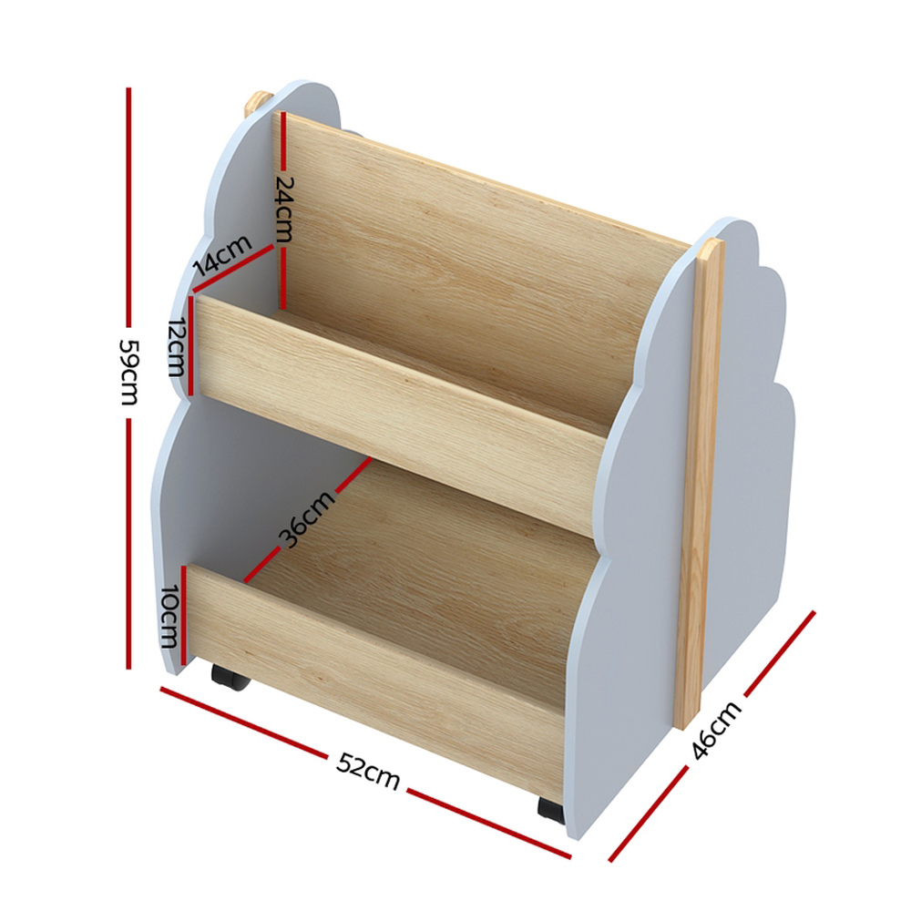 Keezi Kids Bookshelf Double-Sided Bookcase Display Shelf view 2