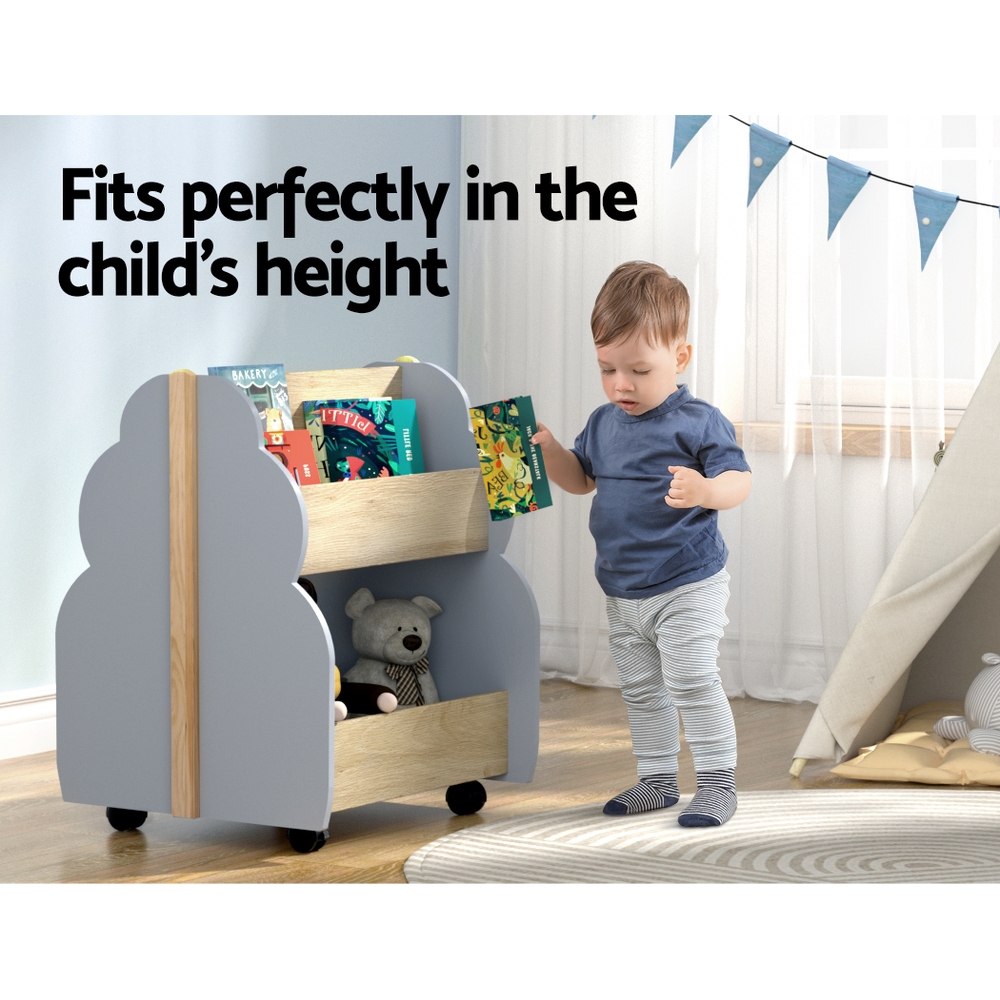 Keezi Kids Bookshelf Double-Sided Bookcase Display Shelf view 4