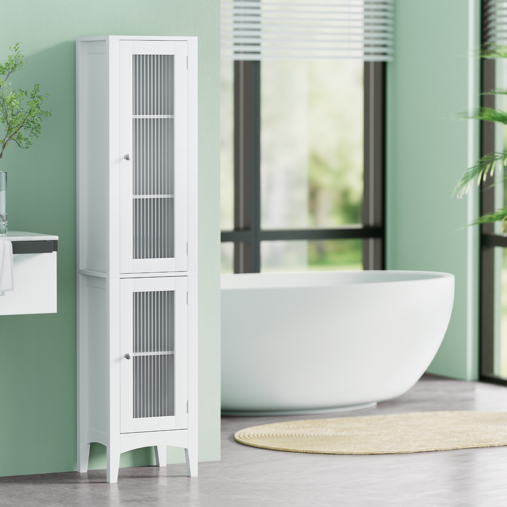 Artiss Bathroom Storage Cabinet 160cm Glass Door White