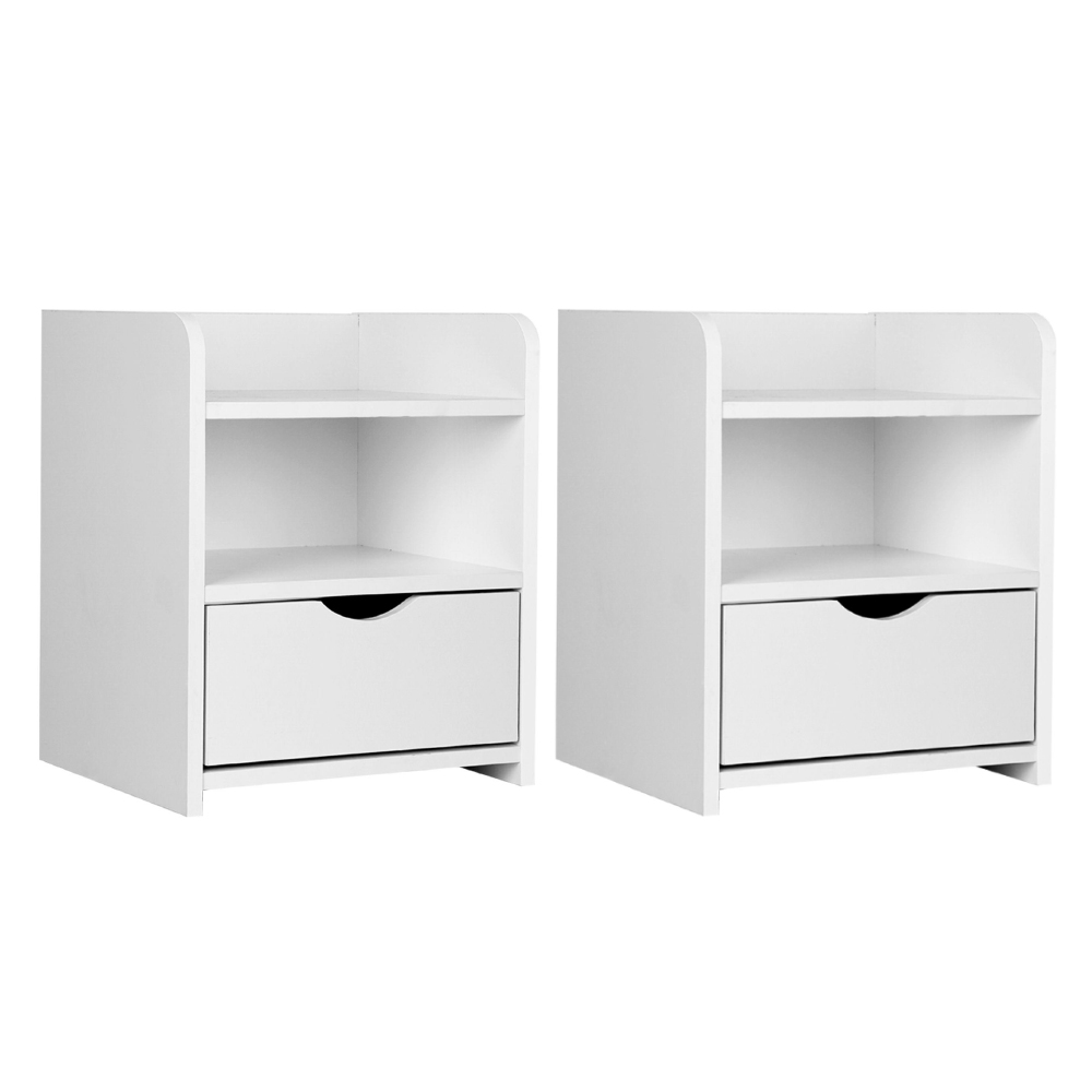 Artiss FARA Bedside Table with Shelf, Single or Pair