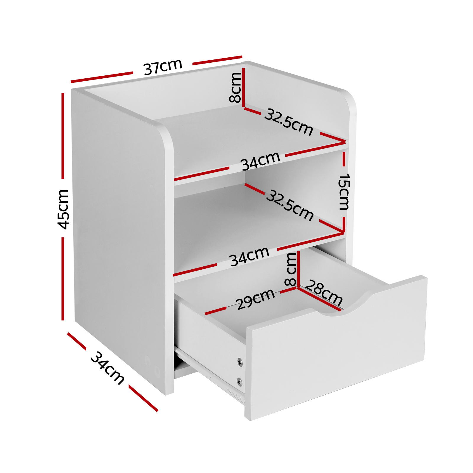 Artiss FARA Bedside Table with Shelf, Single or Pair view 2