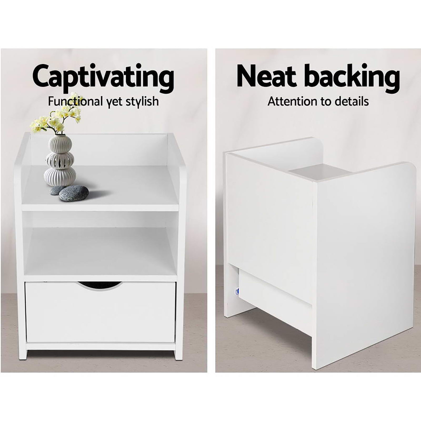 Artiss FARA Bedside Table with Shelf, Single or Pair view 4
