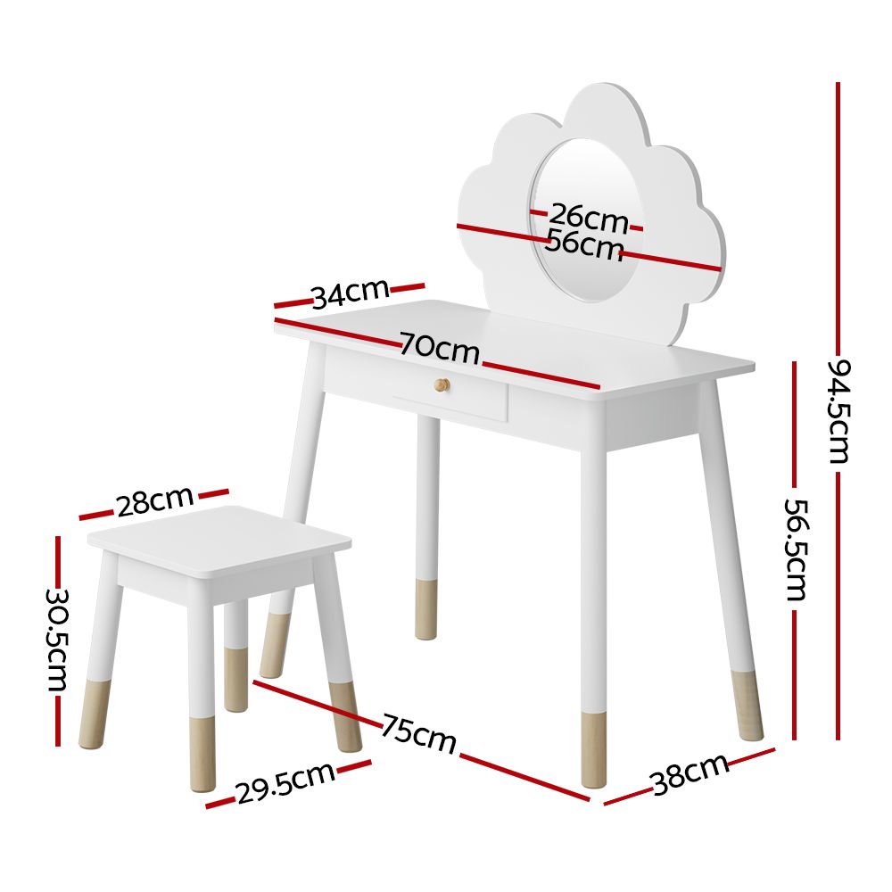 Keezi Kids Dressing Table and Chair Set with Cloud Mirror view 3