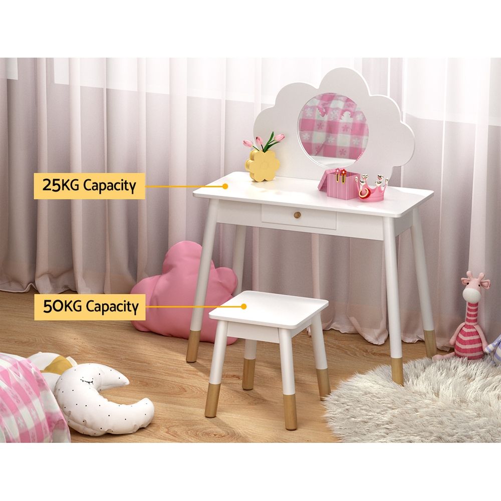 Keezi Kids Dressing Table and Chair Set with Cloud Mirror view 5