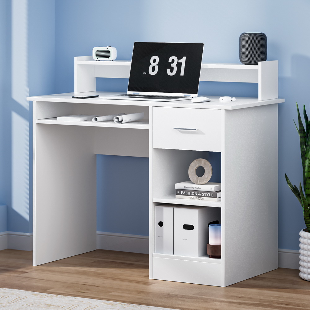 Artiss Computer Desk with Keyboard Tray White 100cm