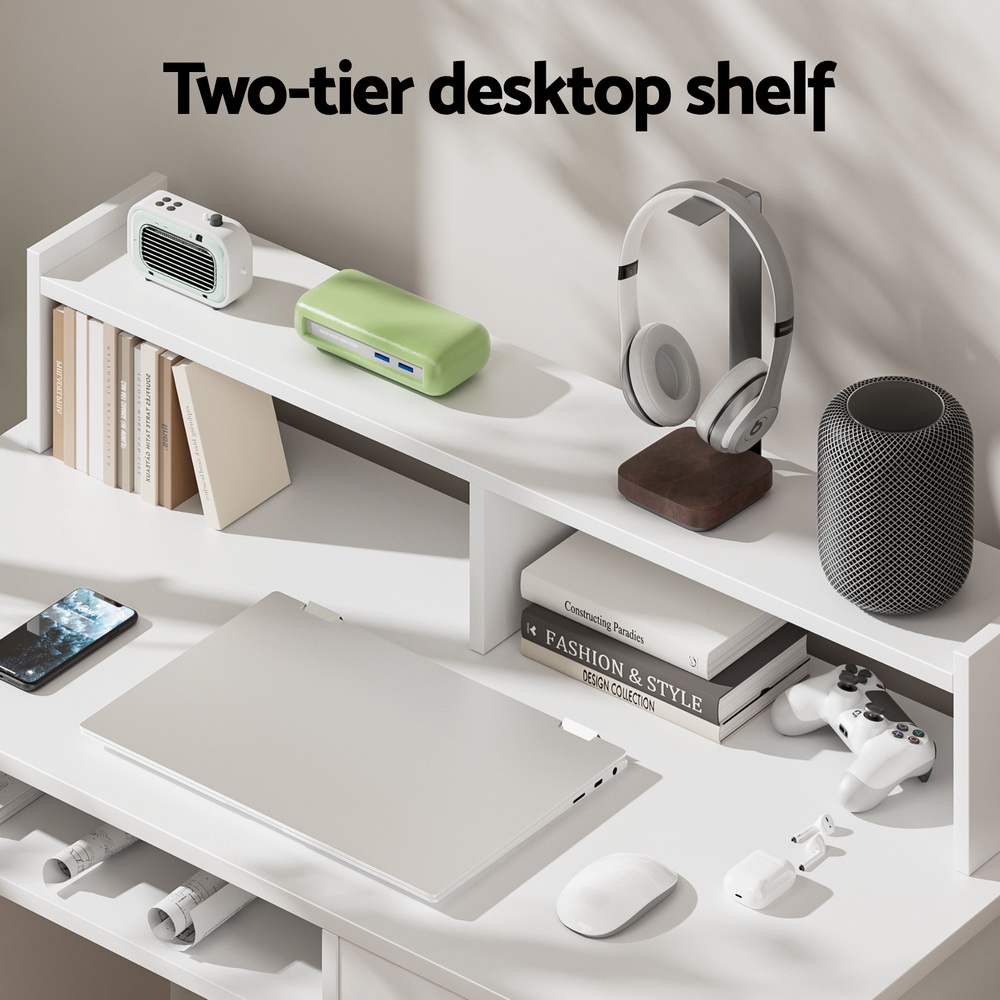 Artiss Computer Desk with Keyboard Tray White 100cm view 4