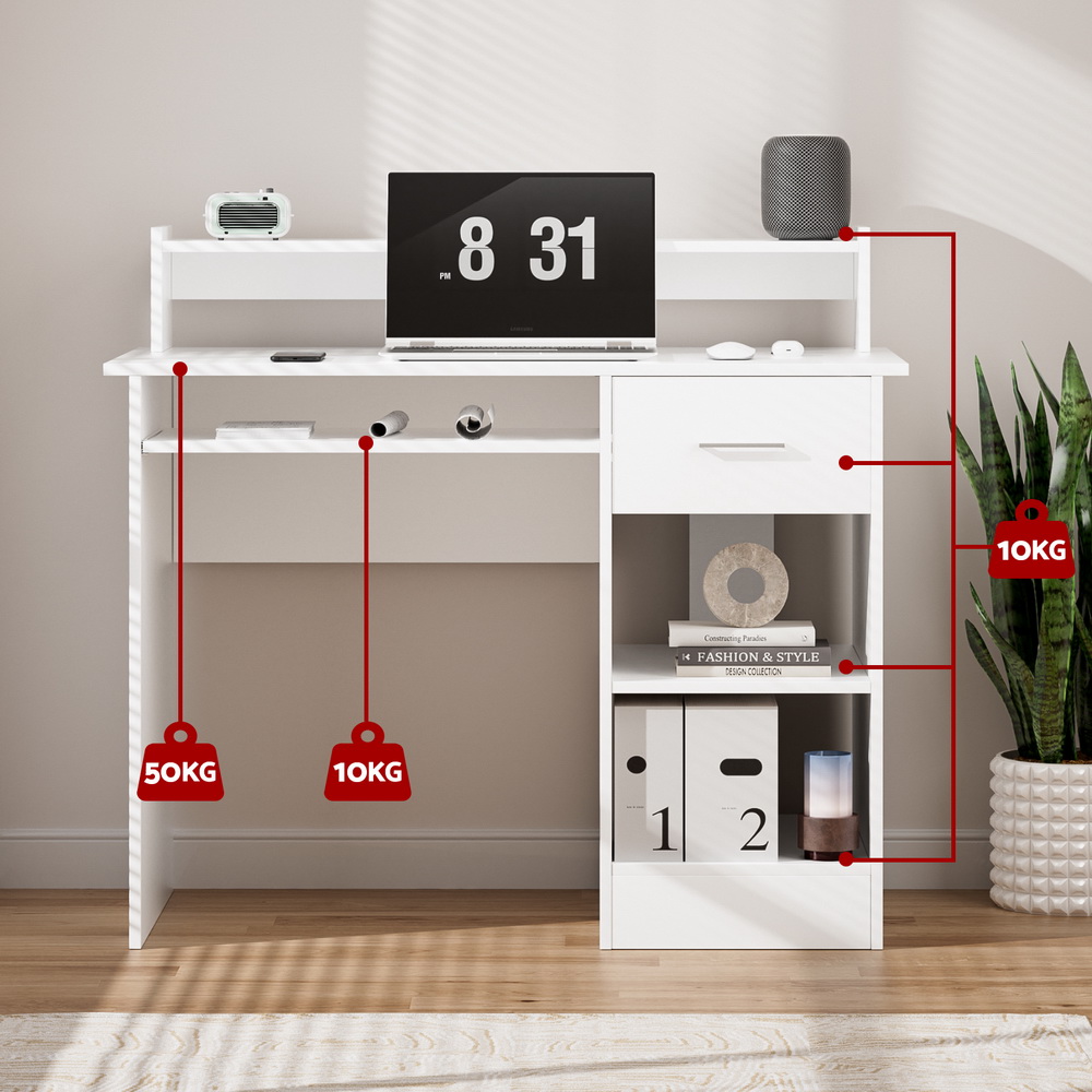 Artiss Computer Desk with Keyboard Tray White 100cm view 5