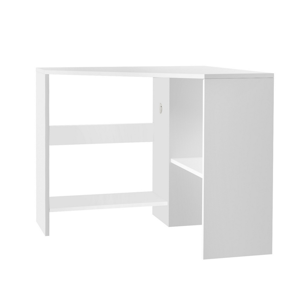 Artiss Wall Corner Computer Desk with CPU Stand White view 3