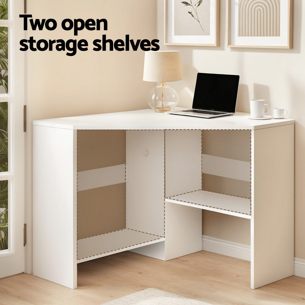Artiss Wall Corner Computer Desk with CPU Stand White view 5