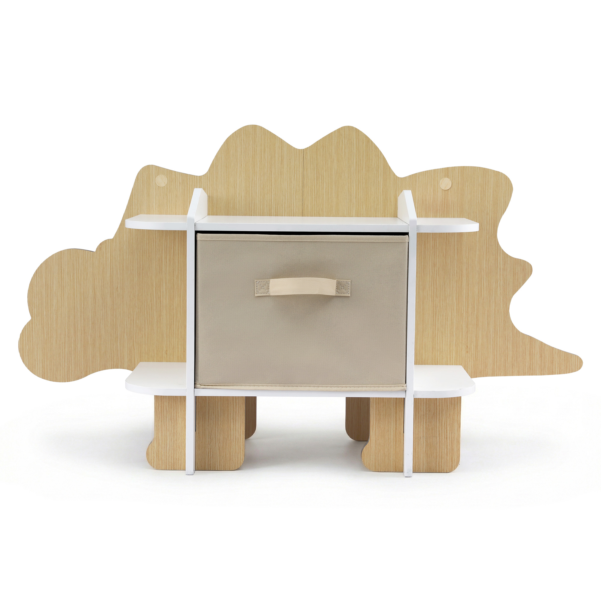 Keezi Dinosaur-Shaped Kids Bookshelf with Fabric Drawer