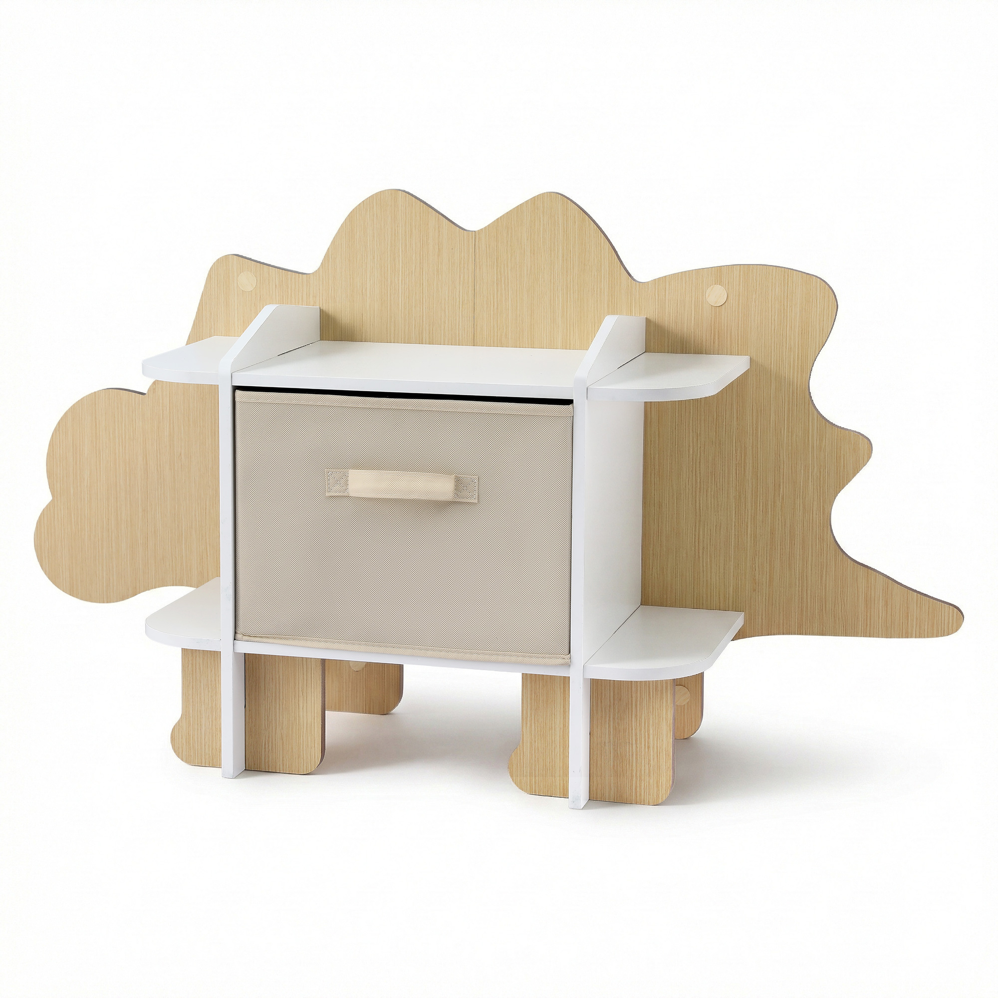 Keezi Dinosaur-Shaped Kids Bookshelf with Fabric Drawer view 4