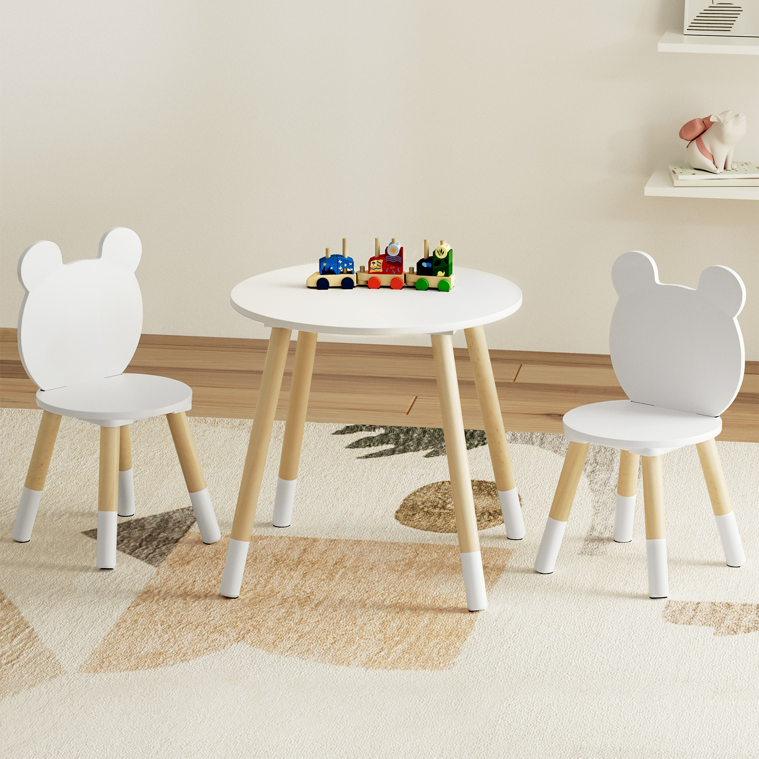 Keezi 3-Piece Kids Table and Chairs Set with Animal Design