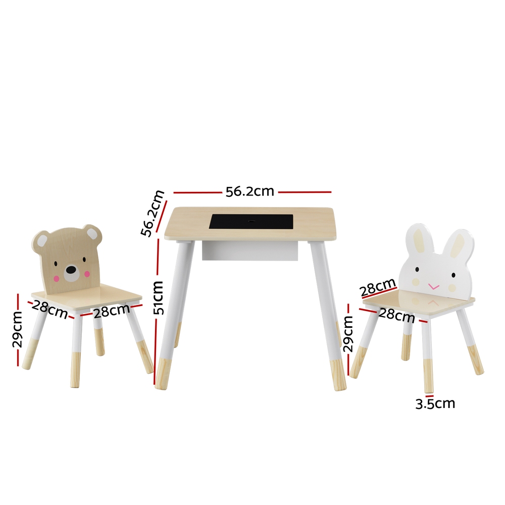 Keezi 3-Piece Kids Table and Chairs Set with Chalkboard view 2