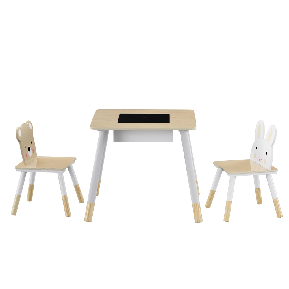 Keezi 3-Piece Kids Table and Chairs Set with Chalkboard view 3