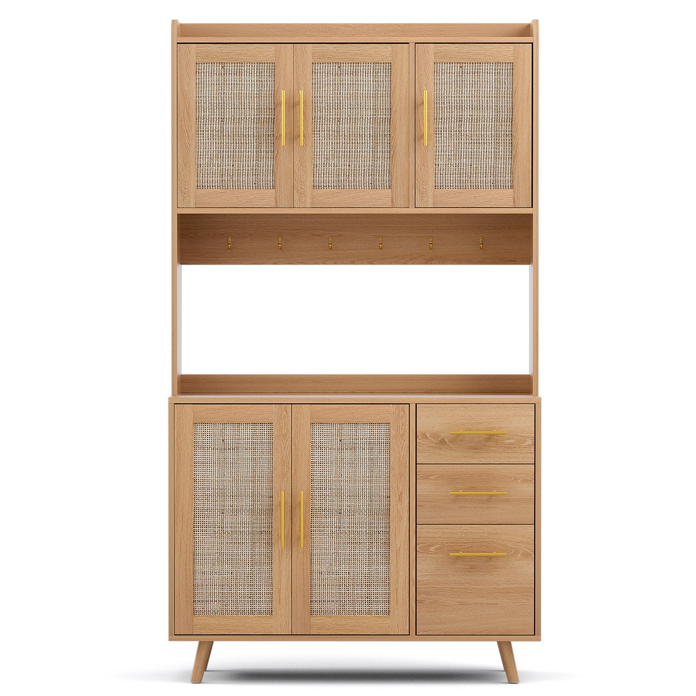 Artiss Rattan Buffet Sideboard, Hutch with Hooks view 4