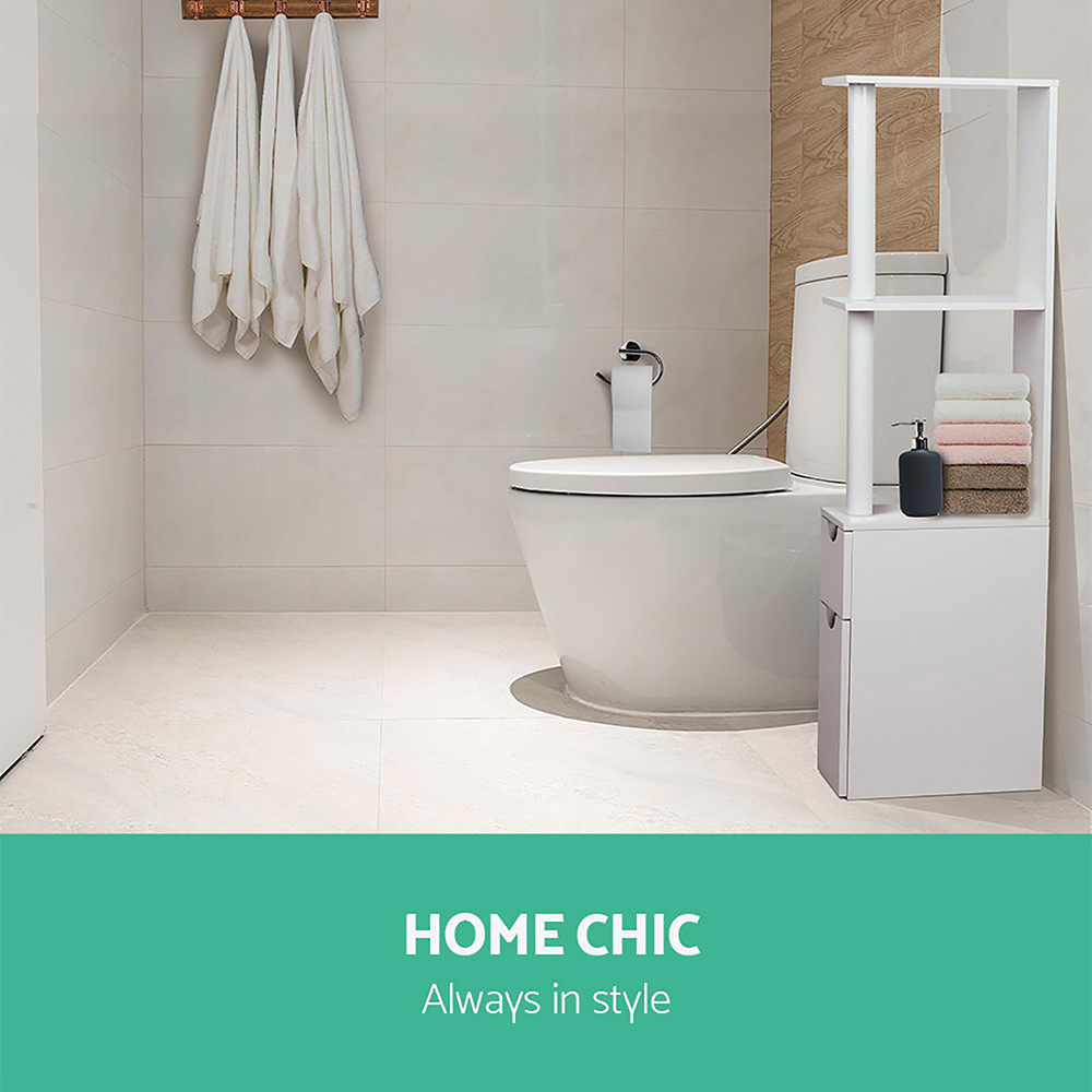 Artiss Bathroom Cabinet Storage Shelf 118cm White view 5