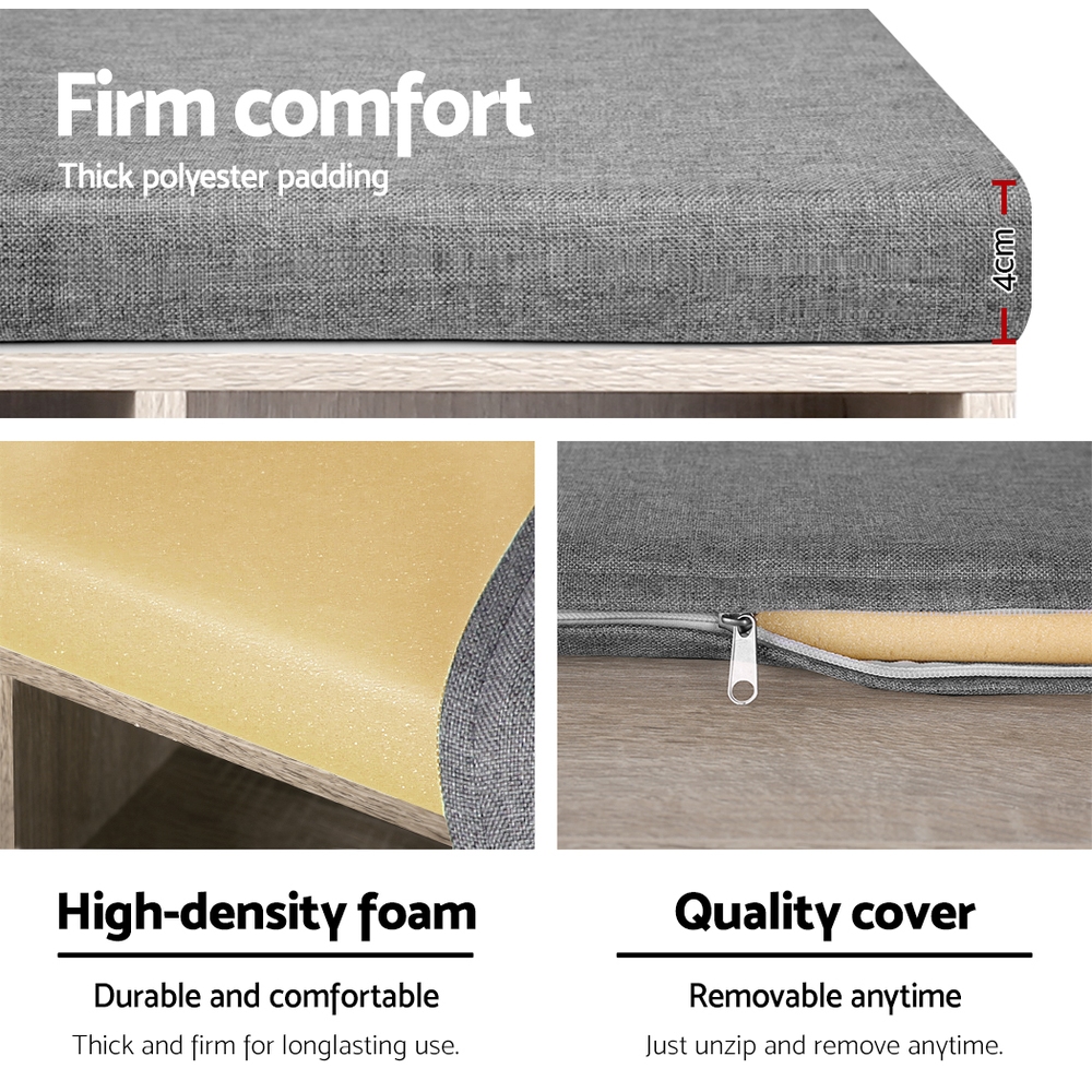 Artiss Pine Shoe Bench with Fabric Seat BOA view 4