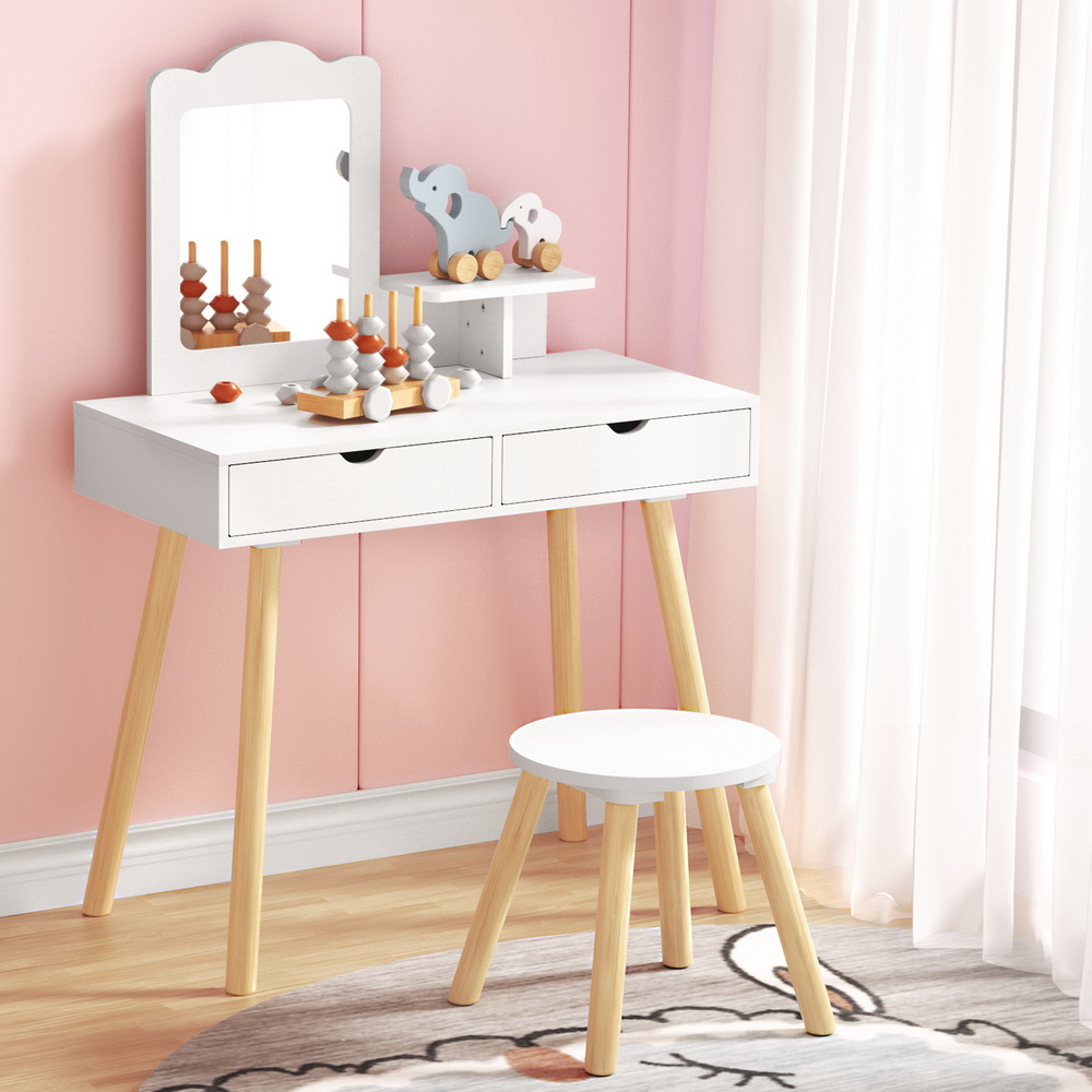 Keezi Kids Dressing Table Vanity Chair Set with Drawers