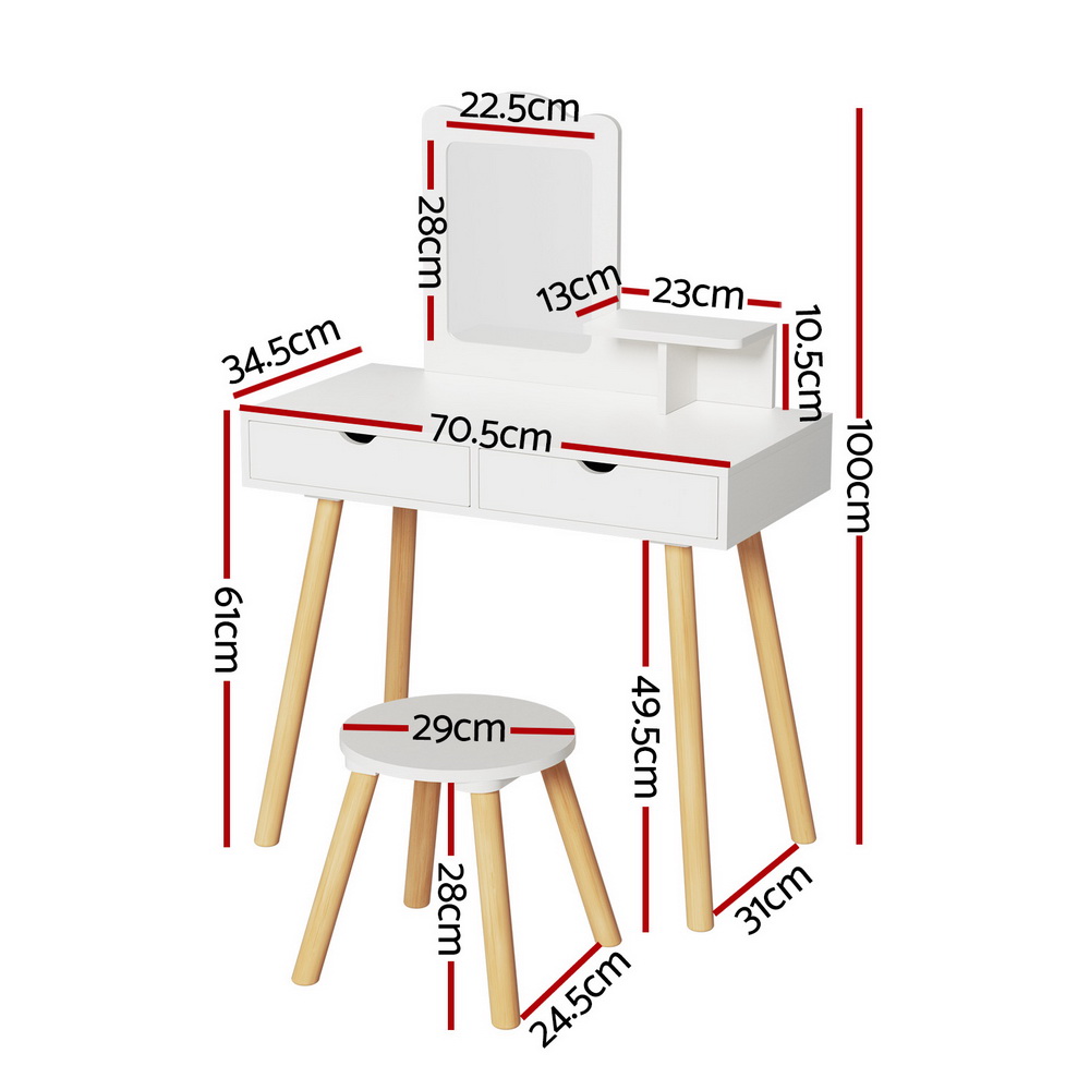 Keezi Kids Dressing Table Vanity Chair Set with Drawers view 4