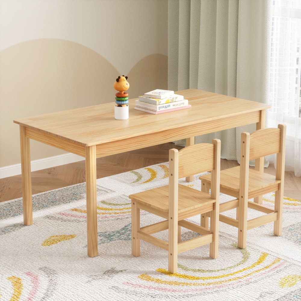 Keezi Pinewood Kids Table and Chair Set for Playtime