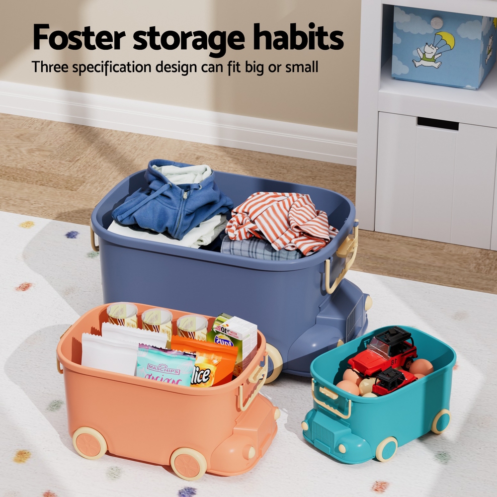 Keezi 3-Piece Car-Shaped Kids Toy Storage Box Set view 5