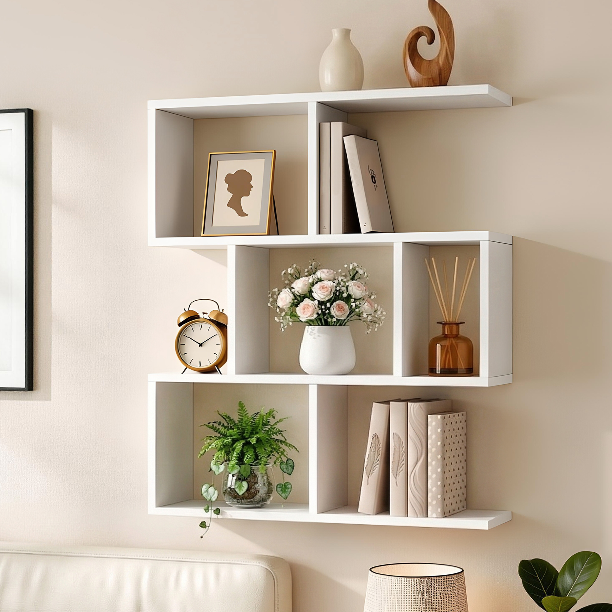 Artiss Floating Wall Shelf 3-Tier Storage Organiser White