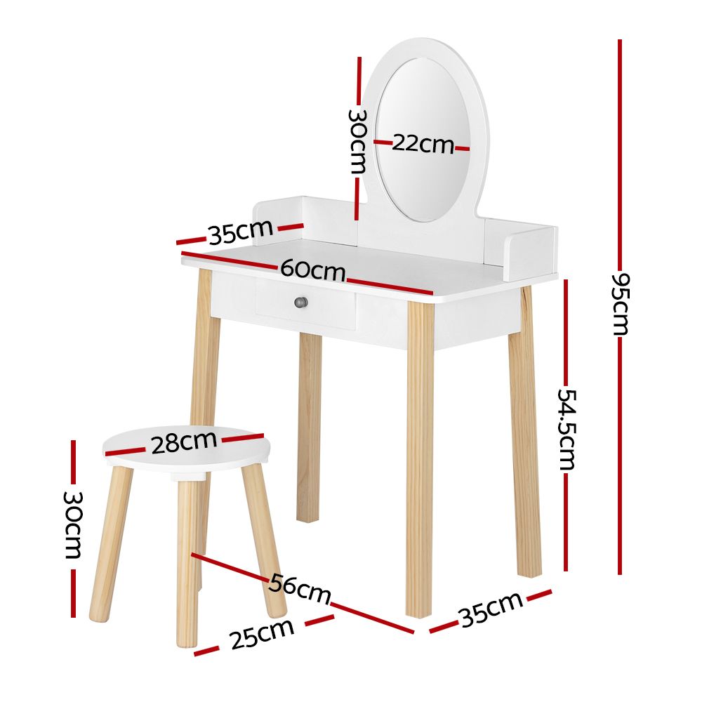 Keezi Kids Dressing Table and Chair Set with Wooden Legs view 3