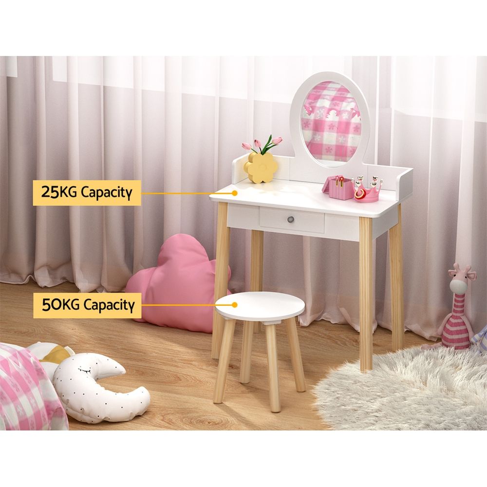 Keezi Kids Dressing Table and Chair Set with Wooden Legs view 5