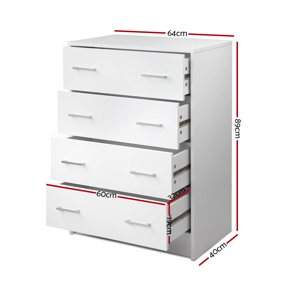 Artiss ANDES 4 Chest of Drawers, White view 4
